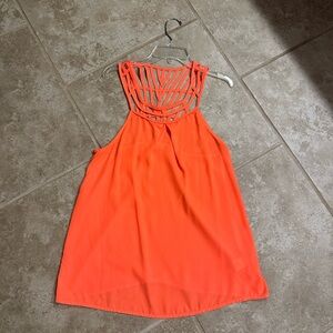 Vibrant Orange Sleeveless Top with Unique Back Design-Boutique Top ✨